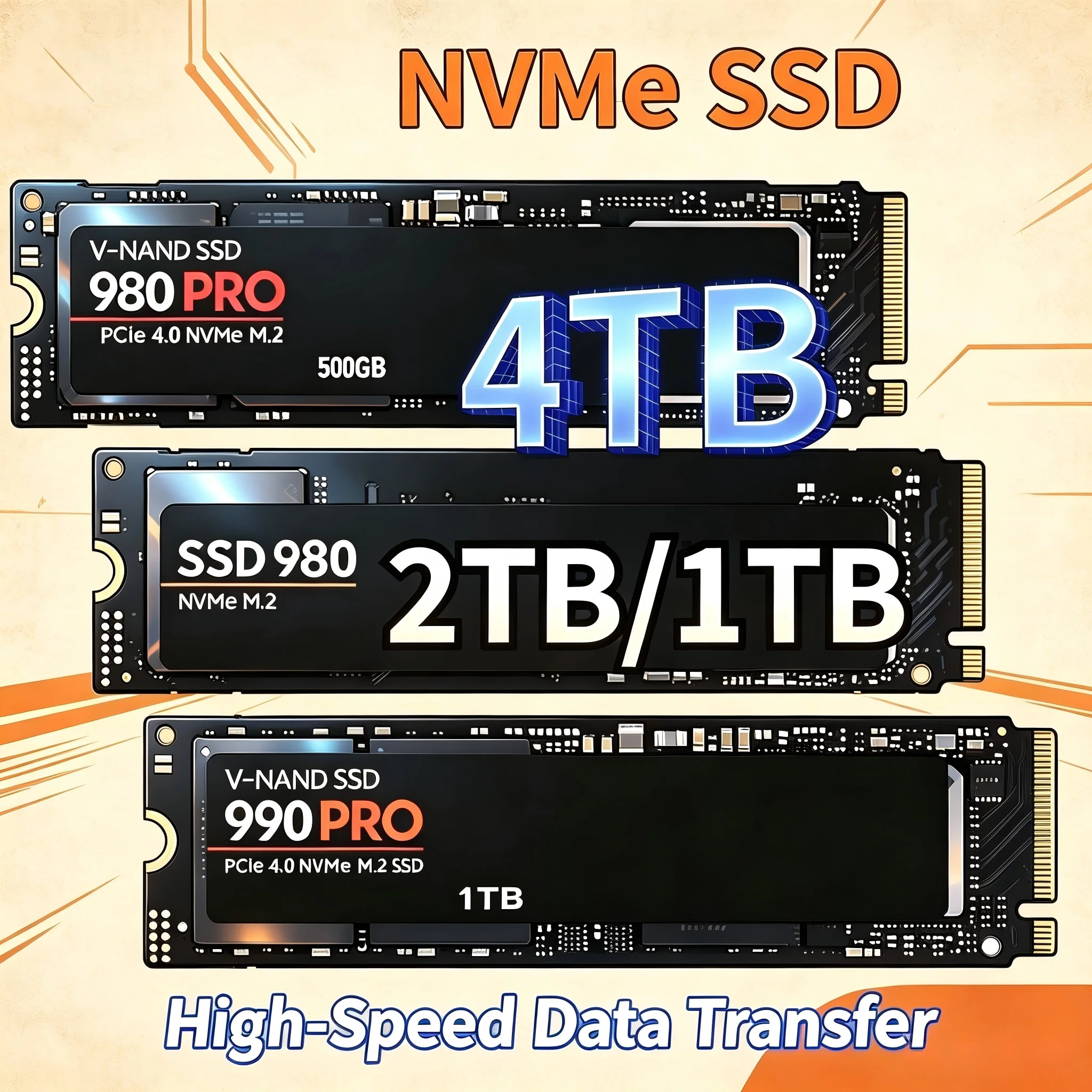 M.2 Nvme 4Tb Pcie 4.0 Ssd - Оригинальный SSD-накопитель 980Pro 990Pro M.2 NVMe