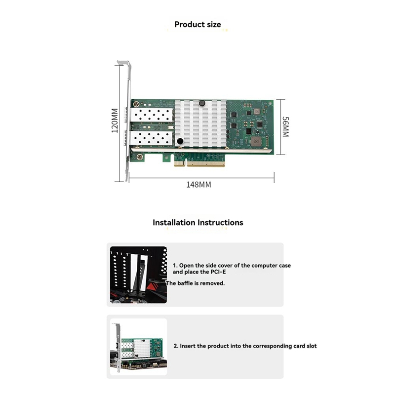 10Gb Sfp+ Pcie Network Card Dual Port - X520-DA1 Двухпортовая сетевая карта SFP+, 10