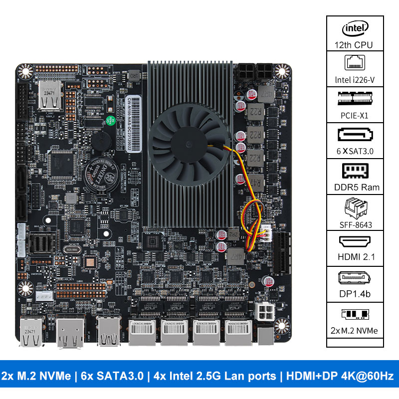 Nas Motherboard N100 6 Sata - Материнская плата N100 NAS с 2x