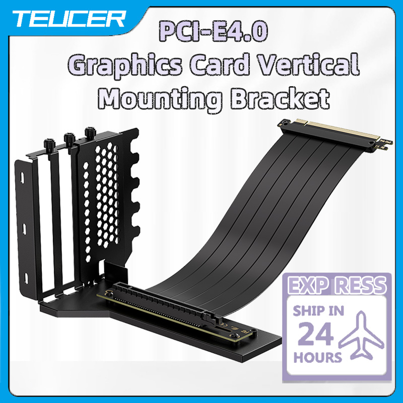 Pcie 4.0 X16 Riser Cable 90 Degree - Вертикальный монтажный кронштейн TEUCER для графического