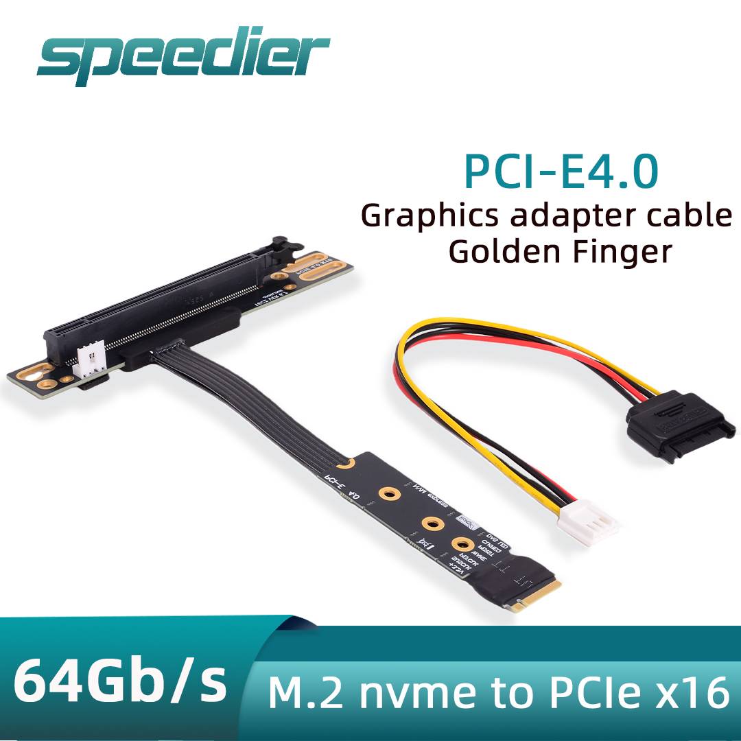 Pcie 4.0 X16 Riser Cable 90 Degree - Кабель-адаптер M.2 NVME To PCIe X16