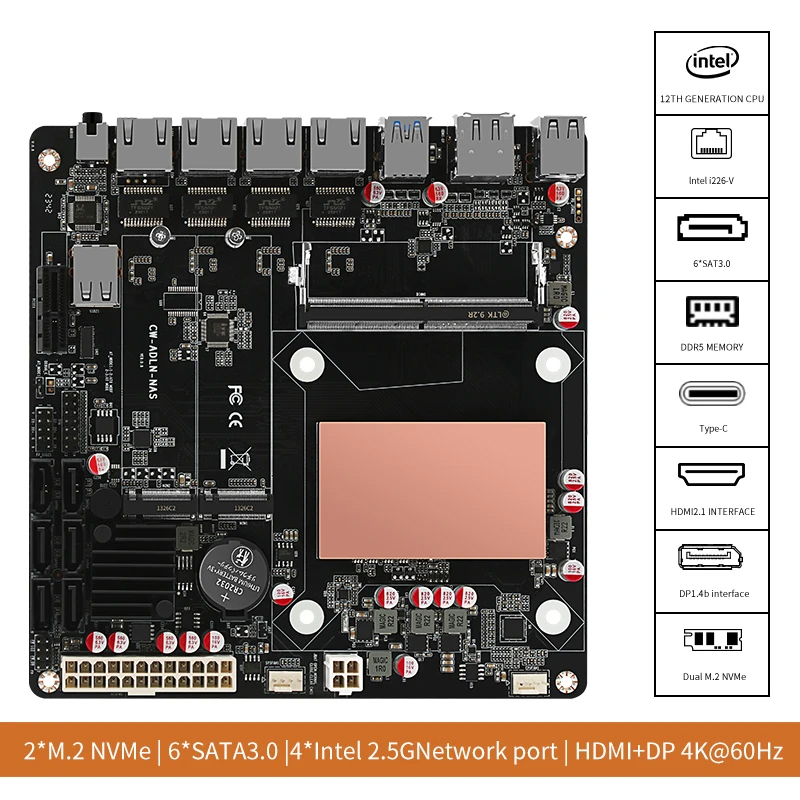 Материнская плата N100/N150 дл – обзор и цена Nas Motherboard N100 6 Sata